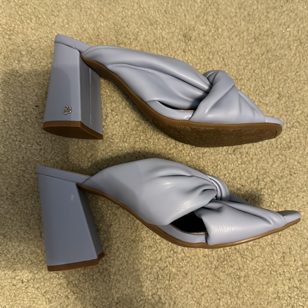 Sam And Libby Blue Block Heel Slides Size 8 - image 3